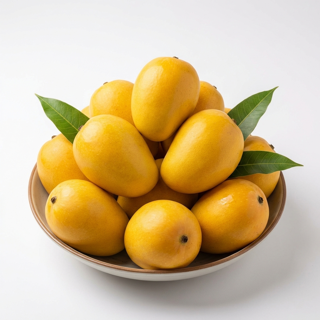 Fresh yellow mangoes at wholesale market